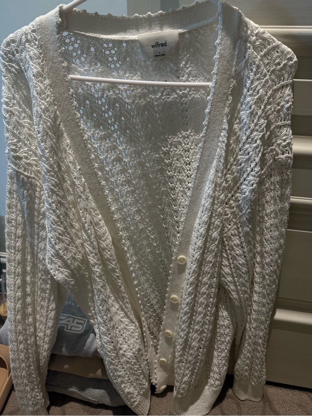 Wilfred Cream Open-Knit Button Cardigan